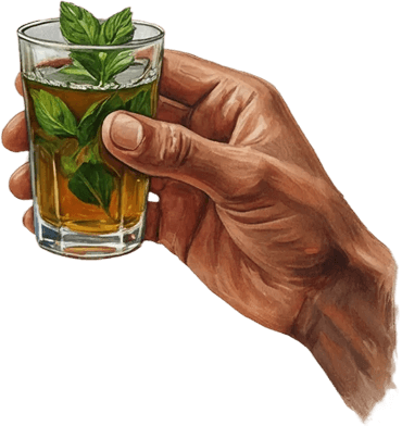 Hand holding Moroccan tea